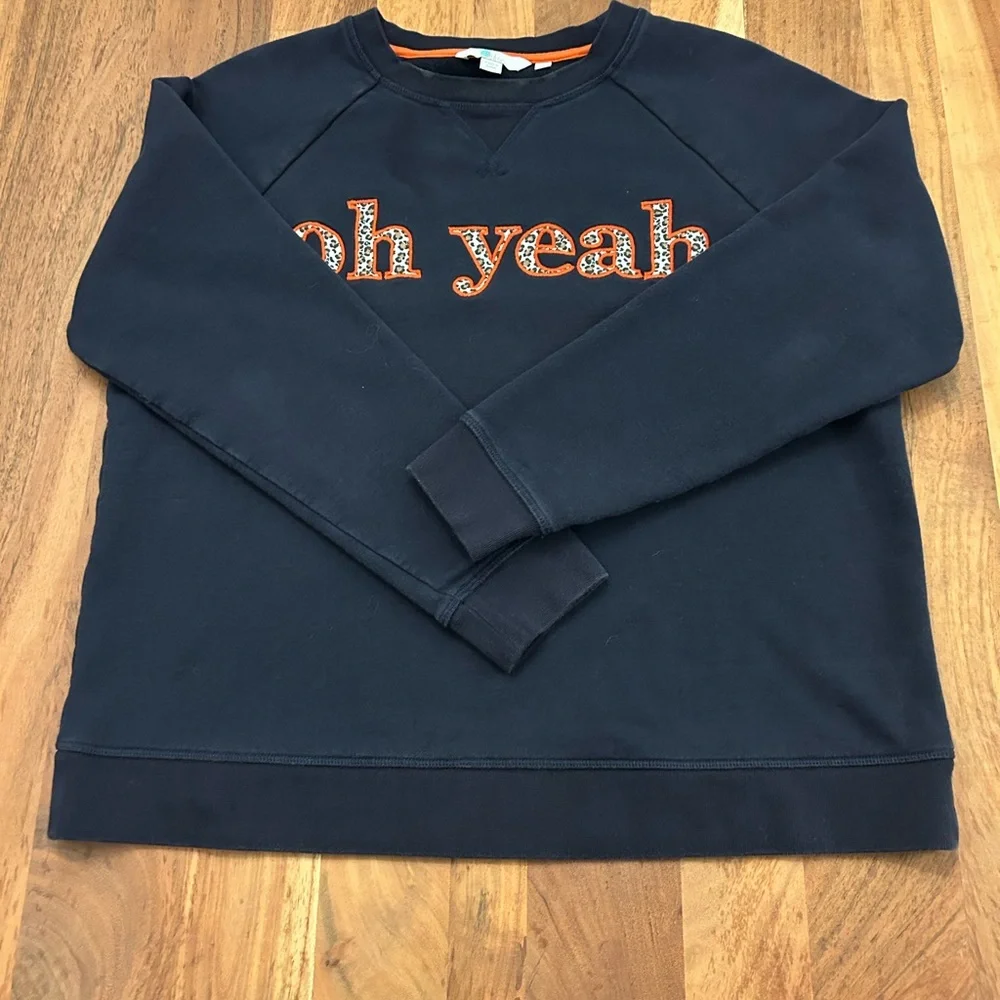 Boden Navy Crewneck Sweatshirt with Orange Appliqué - Picture 3 of 7